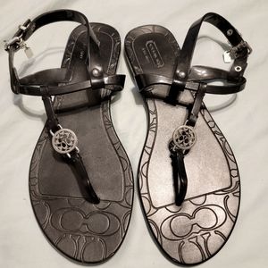 Coach Pansy Black Jelly Thong Sandals